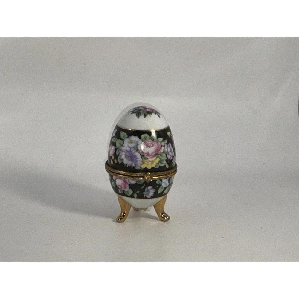 Eggzakly Handcrafted Porcelain Egg Trinket Box With 3 Feet